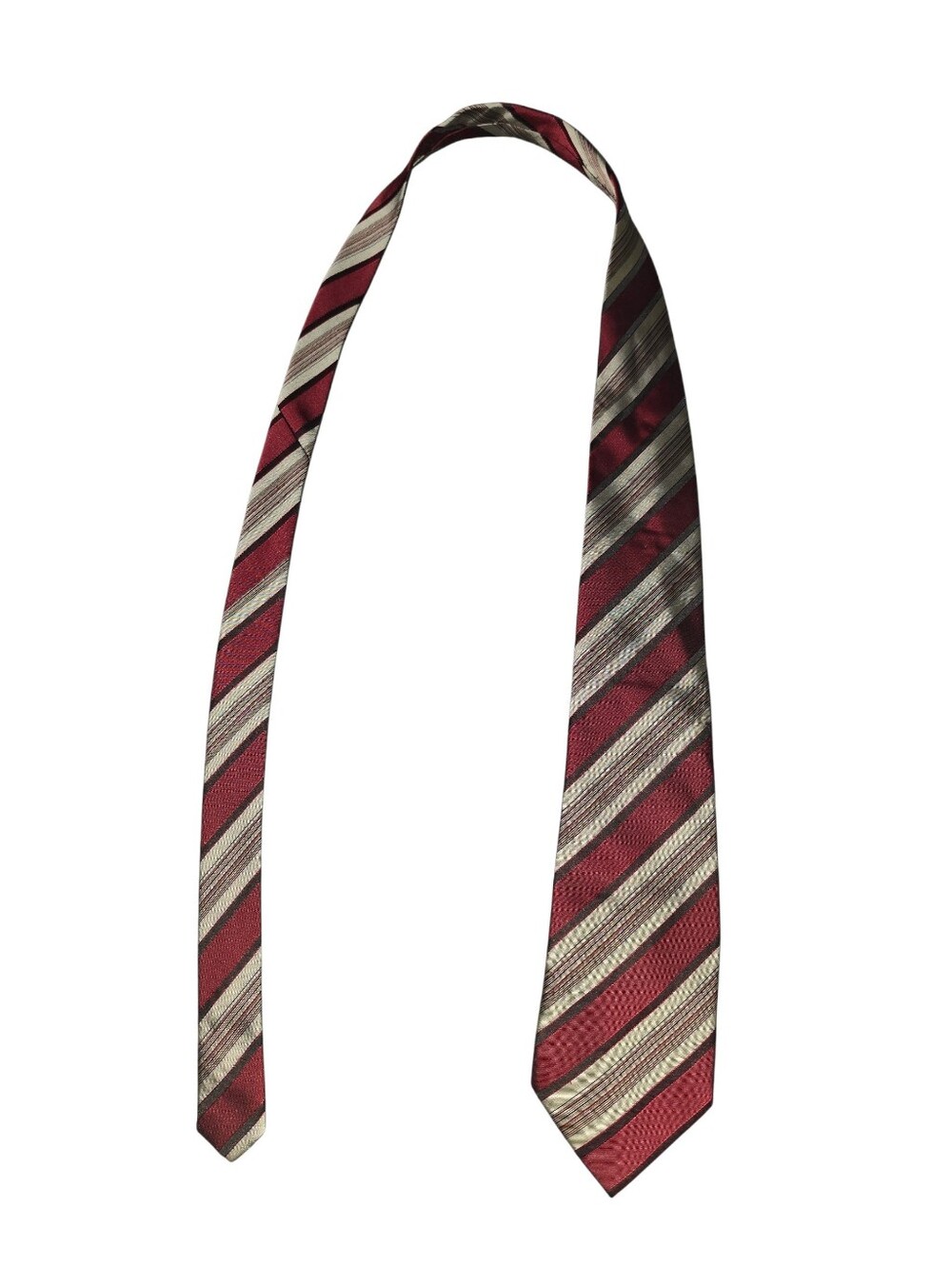 6/8/36. Men's Borrelli  Red Diagonal Stripe Tie - Sophisticated Office Wear